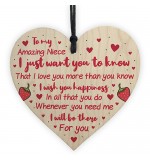 WOODEN HEART - 100mm - My Amazing Niece I Will Be There