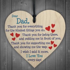 WOODEN HEART - 100mm - Dad I Love You Every Day