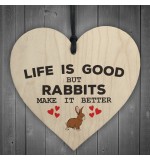WOODEN HEART - 100mm - Life Is Good Rabbits