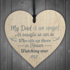 WOODEN HEART - 100mm - My Dad Is An Angel