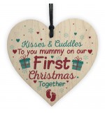 WOODEN HEART - 100mm - To Mummy First Christmas