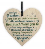 WOODEN HEART - 100mm - I Love You Grandson