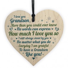 WOODEN HEART - 100mm - I Love You Grandson