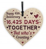 WOODEN HEART - 100mm - 45th Anniversary 16425 Days