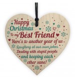 WOODEN HEART - 100mm - Happy Christmas Best Friend Another Year