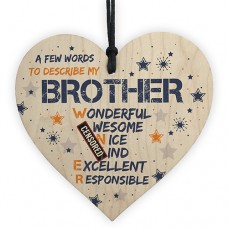 WOODEN HEART - 100mm - Funny Words To Describe My BROTHER