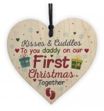 WOODEN HEART - 100mm - To Daddy First Christmas