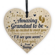 WOODEN HEART - 100mm - Grandad To Be