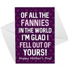 A6 Folded Card P - Rude Mothers Day Glad I Fell Out Of Yours