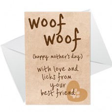 A6 Folded Card P - Woof Woof Mothers Day Brown