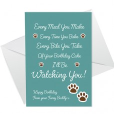 A6 Folded Card P - Birthday Cake Watching You Furry Friend
