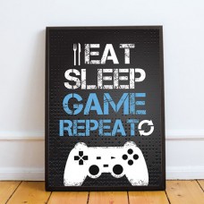 A4 BF1 Print - Eat Sleep Game Repeat Dark Grey PS