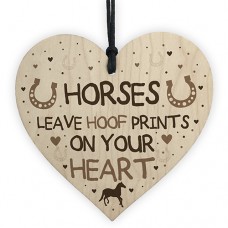 WOODEN HEART - 100mm - Hoof Prints On Your Heart