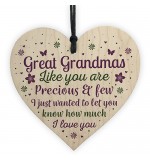 WOODEN HEART - 100mm - Great Grandma Precious and Few