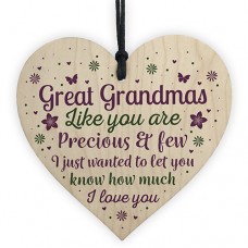 WOODEN HEART - 100mm - Great Grandma Precious and Few