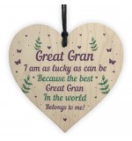 WOODEN HEART - 100mm - Great Gran Lucky As Can Be