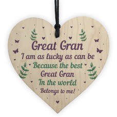 WOODEN HEART - 100mm - Great Gran Lucky As Can Be