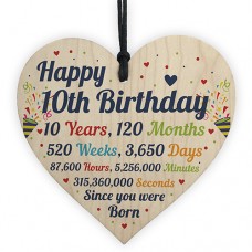 WOODEN HEART - 100mm - Happy 10th Birthday Since You Were Born