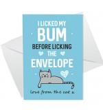 A6 Folded Card P - Love From The Cat Licked My Bum