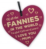 WOODEN HEART - 100mm - I Love You Mum In Pink Hearts