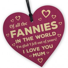 WOODEN HEART - 100mm - I Love You Mum In Pink Hearts