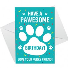 A6 Folded Card P - Have A Pawesome Birthday Blue