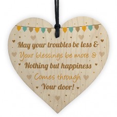 WOODEN HEART - 100mm - House Warming Blessings And Happiness