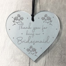 Mirror Acrylic Heart - Thanks Floral Bridesmaid