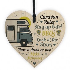 WOODEN HEART - 100mm - Caravan Rules Stay Up Late