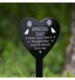 Black Acrylic Heart Stake - special dad never more than a