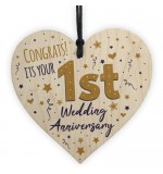WOODEN HEART - 100mm - Congrats its your 1st Anniversary
