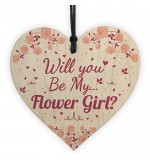 WOODEN HEART - 100mm - Will You Be My Flower Girl