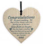 WOODEN HEART - 100mm - Congratulations Wedding Day