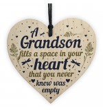 WOODEN HEART - 100mm - Grandson Fills A Space