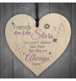 WOODEN HEART - 100mm - Friends Are Like Stars