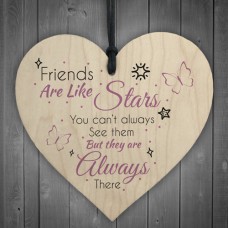 WOODEN HEART - 100mm - Friends Are Like Stars