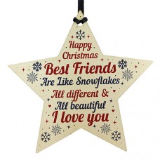 WOODEN STAR - Christmas Best Friends Are Like Snowflakes
