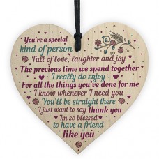 WOODEN HEART - 100mm - Blessed Friend You