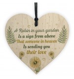 WOODEN HEART - 100mm - A Robin In Your Garden