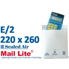 Mail Lite 220 x 260 wht bubbled lined E2 - Box of 100