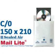 Mail Lite 150 x 210 wht bubble lined C0 - Box of 100