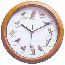 Singing Bird Sound Wall Clock with Wood Effect Frame