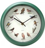 Singing Bird Sound Wall Clock with Green Frame