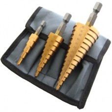 3 Piece High Speed Steel Step Drill Set (LARGE)