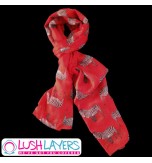 Lush Layers Designer Zebra Print Scarf - Red