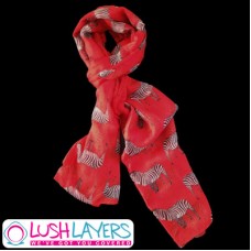 Lush Layers Designer Zebra Print Scarf - Red