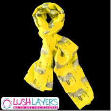 Lush Layers Designer Zebra Print Scarf - Yellow