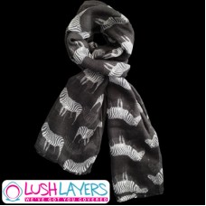 Lush Layers Designer Zebra Print Scarf - Black