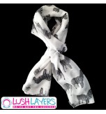 Lush Layers Designer Zebra Print Scarf - White