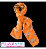 Lush Layers Designer Zebra Print Scarf - Dark Peach / Orange